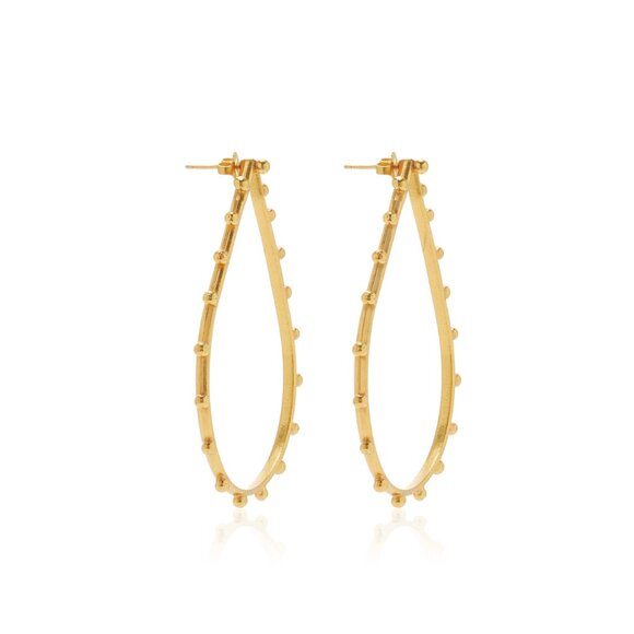 Sylvia Toledano Teardrop Dots Earrings Womens 22K Gold Plated Turquoise 3" Post - Picture 2 of 11